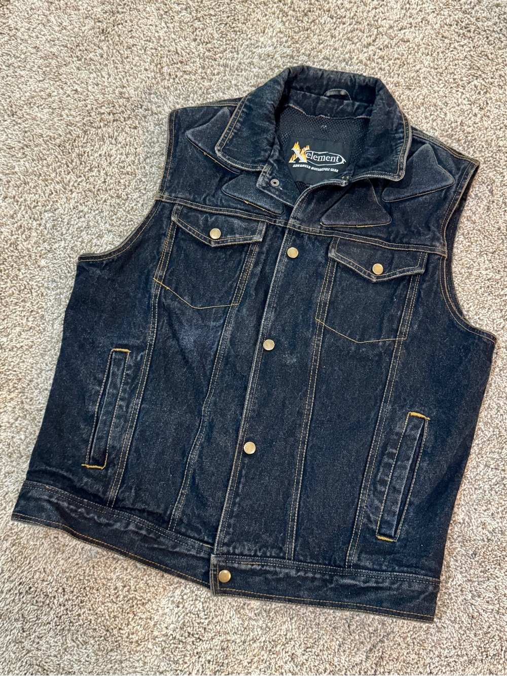 EUC Xelement Advanced Motorcycle Gear blue denim motorcycle riding vest, Large